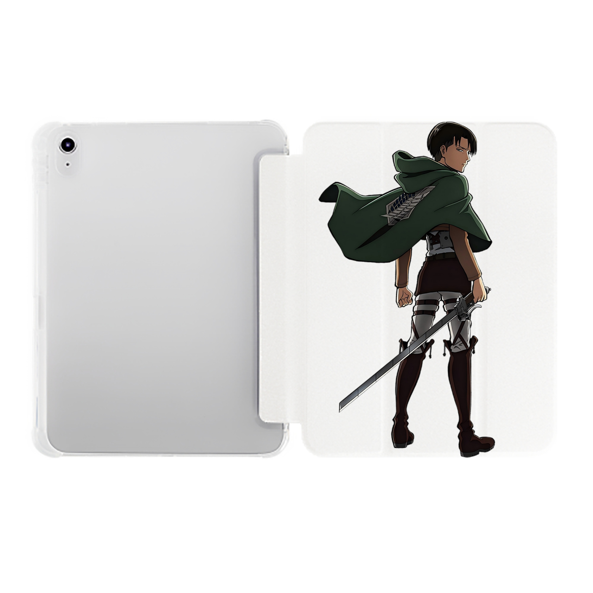 （画像用） 進撃の巨人 リヴァイ·アッカーマン Attack on Titan Levi Ackerman IPad ケース ペン収納付き 三つ折りスタンド PUレザー×シリコン 対応機種9.5/10.5/10.9インチ